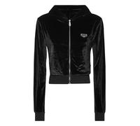 Kapuzensweatjacke PHILIPP PLEIN "Signature Mit Schmucksteinen", Damen, Gr. M, 02, schwarz, Obermaterial: 100% Glasfaser, 95% Polyester, 5% Elasthan, Sweatjacken (31966549-M) 02, schwarz