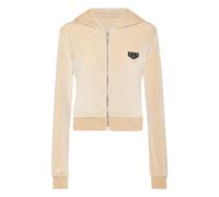 Kapuzensweatjacke PHILIPP PLEIN "Skull Mit Schmucksteinen", Damen, Gr. M, 06, beige, Obermaterial: 100% Glasfaser, 95% Polyester, 5% Elasthan, Sweatjacken (89792440-M) 06, beige