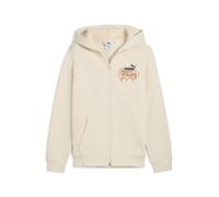 Kapuzensweatjacke PUMA "MID90S FULL-ZIP FL B", Jungen, Gr. 164, weiß (alpine snow), Fleece, Obermaterial: 66% Baumwolle, 34% Polyester, bedruckt, regular fit normal, Rundhals, Sweatjacken (97264208-16