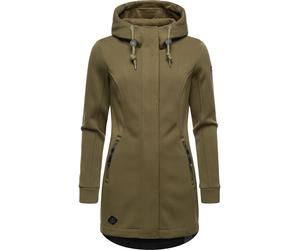 Kapuzensweatjacke RAGWEAR "Letti Bonded", Damen, Gr. 5XL (50), grün (olivgrün), Feinstrick, 100% Polyester, tailliert ca. Mitte Oberschenkel, hoch geschlossener Ausschnitt, Ärmel ohne Ärmelschlitz nor