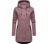 Ragwear Damen leichter Rippstrick-Übergangsmantel lang windabweisend mit Kapuze Letti Bonded Mauve24 Gr. M