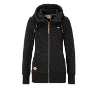 Kapuzensweatjacke RAGWEAR "NESKA DOTS MULTICOLOR ZIP O", Damen, Gr. XS, schwarz, Sweatware, Obermaterial: 100% Baumwolle, bedruckt, gepunktet, kontrastfarbene Details, mehrfarbig, relaxed fit Po-bedec