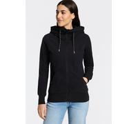Kapuzensweatjacke RAGWEAR "NESKIA ZIP B O", Damen, Gr. S, schwarz, Sweatware, Obermaterial: 95% Baumwolle, 5% Elasthan, unifarben, hüftlang, Rundhals, Rippbündchen, Sweatjacken, mit hochgeschnittener