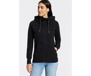Kapuzensweatjacke RAGWEAR "NESKIA ZIP B O", Damen, Gr. S, schwarz, Sweatware, Obermaterial: 95% Baumwolle, 5% Elasthan, unifarben, hüftlang, Rundhals, Rippbündchen, Sweatjacken, mit hochgeschnittener