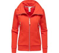 Kapuzensweatjacke RAGWEAR "Neskia Zip", Damen, Gr. XS (34), orange (rot), Material: 70% Baumwolle, 30% Polyester, körpernah hüftbedeckend, hoch geschlossener Ausschnitt, Ärmel ohne Ärmelschlitz Rippbü