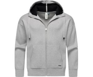 Kapuzensweatjacke RAGWEAR "Raggan Zip", Herren, Gr. M (50), grau, Material: 50% Viskose, 28% Polyester, 22% Nylon, gerade hüftlang, hoch geschlossener Ausschnitt, eng Rippstrickbündchen, Sweatjacken,