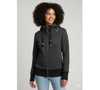 Kapuzensweatjacke RAGWEAR "YODA ZIP ZIG ZAG O", Damen, Gr. 3XL, schwarz, Sweatware, Obermaterial: 70% Baumwolle, 30% Polyester, bedruckt, gemustert, normal, Rundhals, Rippbündchen, Sweatjacken, mit Lo