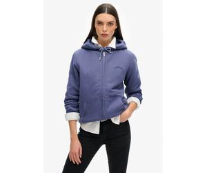 Kapuzensweatjacke SUPERDRY "BORG LINED ZIPHOOD", Damen, Gr. L, blau (mariner navy), Sweatware, Obermaterial: 80% Baumwolle, 20% Polyester, unifarben, relaxed fit normal, Rippbündchen, Sweatjacken Kapu
