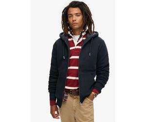 Kapuzensweatjacke SUPERDRY "Borg Lined Ziphood", Herren, Gr. XL, blau (eclipse navy), angeraute Sweatware, Obermaterial: 80% Baumwolle, 20% Polyester, unifarben, slim fit hüftlang, Rundhals, Sweatjack