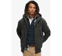 Kapuzensweatjacke SUPERDRY "Borg Lined Ziphood", Herren, Gr. XL, schwarz (washed schwarz), angeraute Sweatware, Obermaterial: 80% Baumwolle, 20% Polyester, unifarben, slim fit hüftlang, Rundhals, Swea