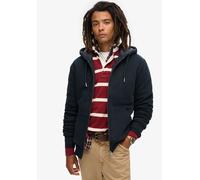 Kapuzensweatjacke SUPERDRY "Borg Lined Ziphood", Herren, Gr. XXL, blau (eclipse navy), angeraute Sweatware, Obermaterial: 80% Baumwolle, 20% Polyester, unifarben, modisch, slim fit hüftlang, Rundhals,
