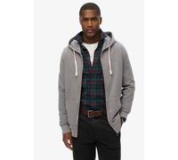 Kapuzensweatjacke SUPERDRY "CLASSIC ESSENTIAL ZIPHOOD", Herren, Gr. S, charcoal grau, angeraute Sweatware, Obermaterial: 100% Baumwolle, unifarben, relaxed fit normal, Sweatjacken (14076739-S) charcoa