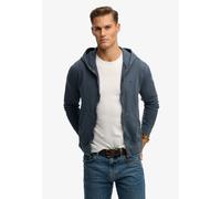 Kapuzensweatjacke SUPERDRY "CLASSIC ESSENTIAL ZIPHOOD", Herren, Gr. XXL, blau (dry slate blau), angeraute Sweatware, Obermaterial: 100% Baumwolle, unifarben, relaxed fit normal, Sweatjacken, mit Reißv