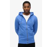 Kapuzensweatjacke SUPERDRY "ESSENTIAL LOGO ZIP HOODIE HB", Damen, Gr. L, blau (chambray blau), angeraute Sweatware, Obermaterial: 100% Seide, unifarben, slim fit normal, ohne Ausschnitt, Rippbündchen,