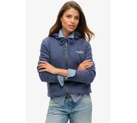 Kapuzensweatjacke SUPERDRY "ESSENTIAL LOGO ZIP HOODIE HB", Damen, Gr. L, blau (mariner navy), Sweatware, Obermaterial: 100% Baumwolle, unifarben, casual, relaxed fit, Langarm Rippbündchen, Sweatjacken
