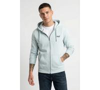 Kapuzensweatjacke SUPERDRY "ESSENTIAL LOGO ZIP HOODIE HB", Herren, Gr. 3XL, blau (icy blau marl), angeraute Sweatware, Obermaterial: 100% Seide, meliert, slim fit normal, ohne Ausschnitt, Rippbündchen