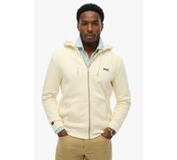 Kapuzensweatjacke SUPERDRY "ESSENTIAL LOGO ZIP HOODIE HB", Herren, Gr. L, weiß (dusty weiß), angeraute Sweatware, Obermaterial: 100% Seide, unifarben, slim fit normal, ohne Ausschnitt, Rippbündchen, S