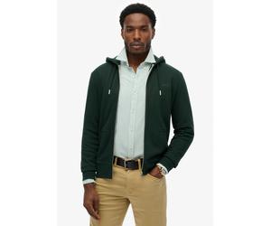 Kapuzensweatjacke SUPERDRY "ESSENTIAL LOGO ZIP HOODIE HB", Herren, Gr. M, grün (forest grün), angeraute Sweatware, Obermaterial: 100% Seide, unifarben, slim fit normal, ohne Ausschnitt, Rippbündchen,