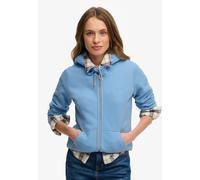 Kapuzensweatjacke SUPERDRY "Essential Logo Ziphood Hb", Damen, Gr. L, blau (blaubell), Sweatware, Obermaterial: 70% Baumwolle, 30% Polyester, unifarben, normal, Rundhals, Rippbündchen, Sweatjacken, Mi