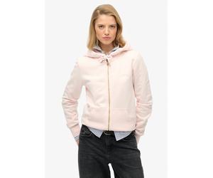 Kapuzensweatjacke SUPERDRY "ESSENTIAL LOGO ZIPHOOD HB", Damen, Gr. L, pink (mauve morn pink), Sweatware, Obermaterial: 80% Baumwolle, 20% Polyester, unifarben, relaxed fit normal, Rundhals, Rippbündch