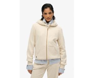 Kapuzensweatjacke SUPERDRY "ESSENTIAL LOGO ZIPHOOD HB", Damen, Gr. M, beige (light oat marl), Sweatware, Obermaterial: 60% Baumwolle, 40% Polyester, meliert, relaxed fit hüftbedeckend, Rippbündchen, S