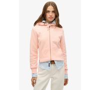 Kapuzensweatjacke SUPERDRY "ESSENTIAL LOGO ZIPHOOD HB", Damen, Gr. M, pink (pale rose pink), Sweatware, Obermaterial: 80% Baumwolle, 20% Polyester, unifarben, casual, relaxed fit, Langarm Rippbündchen
