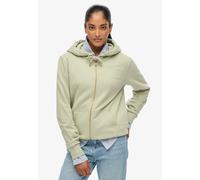 Kapuzensweatjacke SUPERDRY "ESSENTIAL LOGO ZIPHOOD HB", Damen, Gr. S, grün (dusty sage), Sweatware, Obermaterial: 100% Seide, unifarben, relaxed fit normal, Rundhals, Rippbündchen, Sweatjacken (405225