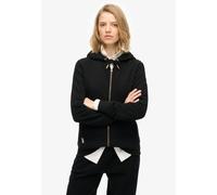 Kapuzensweatjacke SUPERDRY "ESSENTIAL LOGO ZIPHOOD HB", Damen, Gr. XL, schwarz, Sweatware, Obermaterial: 100% Baumwolle, unifarben, relaxed fit normal, Rundhals, Rippbündchen, Sweatjacken Kapuzensweat