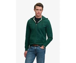 Kapuzensweatjacke SUPERDRY "ESSENTIAL SDCO LOGO ZIPHOOD", Herren, Gr. L, grün (varsity grün), angeraute Sweatware, Obermaterial: 60% Baumwolle, 40% Polyester, bedruckt, regular fit normal, ohne Aussch