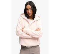 Kapuzensweatjacke SUPERDRY "SIGNATURE EMB BORG ZIPHOOD", Damen, Gr. M, rosa (rose blush pink), Sweatware, Obermaterial: 60% Baumwolle, 40% Polyester, unifarben, relaxed fit normal, Rundhals, Rippbündc