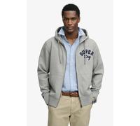 Kapuzensweatjacke SUPERDRY "VINTAGE ATHLETIC ZIPHOOD", Herren, Gr. L, dunkelgrau marl, angeraute Sweatware, Obermaterial: 100% Baumwolle, meliert, loose fit normal, ohne Ausschnitt, Sweatjacken (11295