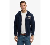 Kapuzensweatjacke SUPERDRY "VINTAGE ATHLETIC ZIPHOOD", Herren, Gr. L, eclipse navy, angeraute Sweatware, Obermaterial: 100% Baumwolle, meliert, loose fit normal, ohne Ausschnitt, Sweatjacken, aus Baum