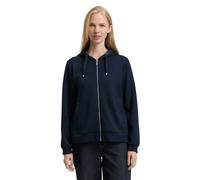 Kapuzensweatjacke TOM TAILOR, Damen, Gr. XXL, weiß (sky captain), Sweatware, Obermaterial: 51% Polyester, 42% Viskose, 7% Elasthan, unifarben, regular fit hüftbedeckend, Rundhals, Bündchen, Sweatjacke