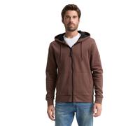 Kapuzensweatjacke TOM TAILOR, Herren, Gr. L, bag braun, Sweatware, Obermaterial: 70% Baumwolle, 30% Polyester, regular fit Po-bedeckend, ohne Ausschnitt, Bündchen, Sweatjacken, mit Kapuze (77565802-L)