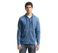 Kapuzensweatjacke TOM TAILOR, Herren, Gr. L, blau weiß blau fine stripe, Sweatware, Obermaterial: 65% Baumwolle, 35% Polyester. Futter: 100% Baumwolle, gestreift, regular fit normal, ohne Ausschnitt,