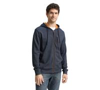 Kapuzensweatjacke TOM TAILOR, Herren, Gr. M, navy fine yd stripe, Sweatware, Obermaterial: 65% Baumwolle, 35% Polyester. Futter: 100% Baumwolle, gestreift, regular fit normal, ohne Ausschnitt, Rippbün