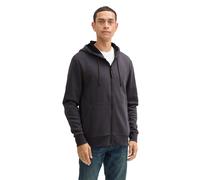 Kapuzensweatjacke TOM TAILOR, Herren, Gr. XL, grau (tarmac grau), Sweatware, Obermaterial: 70% Baumwolle, 30% Polyester, unifarben, regular fit Po-bedeckend, ohne Ausschnitt, Bündchen, Sweatjacken, mi