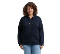 Kapuzensweatjacke TOM TAILOR PLUS, Damen, Gr. 46, lunar eclipse, Sweatware, Obermaterial: 51% Polyester, 42% Viskose, 7% Elasthan, unifarben, normal hüftbedeckend, Rundhals, Bündchen, Sweatjacken Kapu
