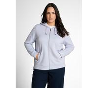 Kapuzensweatjacke TOM TAILOR PLUS, Damen, Gr. 52, blau (soft dusty blau), Sweatware, Obermaterial: 51% Polyester, 42% Viskose, 7% Elasthan, unifarben, normal hüftbedeckend, Rundhals, Bündchen, Sweatja
