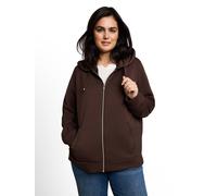 Kapuzensweatjacke TOM TAILOR PLUS, Damen, Gr. 54, braun (java schwarz braun), Sweatware, Obermaterial: 51% Polyester, 42% Viskose, 7% Elasthan, normal hüftbedeckend, Rundhals, Bündchen, Sweatjacken, a