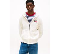 Kapuzensweatjacke TOMMY HILFIGER "AMERICANA ZIP THROUGH HOODY", Herren, Gr. M, weiß (ivory petal), Sweatware, Obermaterial: 100% Baumwolle, Rippbündchen, Sweatjacken Kapuzensweatjacke (28050002-M)