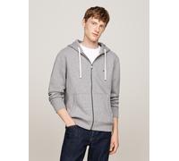 Kapuzensweatjacke TOMMY HILFIGER "ESSENTIAL FLEECE ZIP THROUGH", Herren, Gr. L, grau (medium grau heather), Sweatware, Obermaterial: 60% Baumwolle, 40% Polyester, Sweatjacken, kleine Logostickerei (79