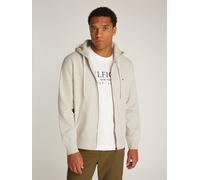 Kapuzensweatjacke TOMMY HILFIGER "ESSENTIAL FLEECE ZIP THROUGH", Herren, Gr. S, beige (heatherot oatmilk), Sweatware, Obermaterial: 60% Baumwolle, 40% Polyester, Sweatjacken Kapuzensweatjacke, kleine