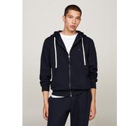 Kapuzensweatjacke TOMMY HILFIGER "ESSENTIAL FLEECE ZIP THROUGH", Herren, Gr. XXL, blau (desert sky), Sweatware, Obermaterial: 60% Baumwolle, 40% Polyester, Sweatjacken, kleine Logostickerei (43582538-