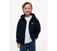 Kapuzensweatjacke TOMMY HILFIGER, Jungen, Gr. 10 (140), schwarz night navy, Sweatware, Obermaterial: 100% Baumwolle, unifarben, regular fit normal, Rundhals, Bündchen, Sweatjacken, Kinder bis 16 Jahre