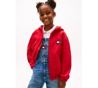 Kapuzensweatjacke TOMMY HILFIGER, Mädchen, Gr. 10 (140), rot (primary rot), Sweatware, Obermaterial: 100% Baumwolle, unifarben, regular fit normal, Rundhals, eingesetzt elastischer Bund, Sweatjacken,