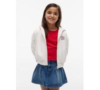 Kapuzensweatjacke TOMMY HILFIGER, Mädchen, Gr. 10 (140), weiß (ancient weiß), Sweatware, Obermaterial: 68% Baumwolle, 32% Polyester, unifarben, relaxed fit normal, Rundhals, Bündchen, Sweatjacken, Rel