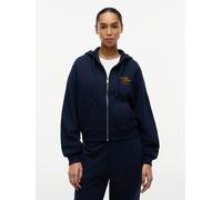 Kapuzensweatjacke TOMMY HILFIGER "MDRN SCRIPT ZIP TERRY HOODIE", Damen, Gr. L (42/44), schwarz night navy, Sweatware, Obermaterial: 100% Baumwolle, unifarben, relaxed fit normal, ohne Ausschnitt, Ripp