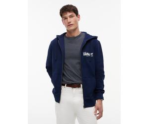 Kapuzensweatjacke TOMMY HILFIGER "SMALL NAUTICAL GRAPHIC HDD", Herren, Gr. M, carbon navy, Sweatware, Obermaterial: 100% Baumwolle, unifarben, regular fit hüftbedeckend, Rundhals, Rippbündchen, Sweatj