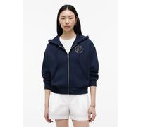 Kapuzensweatjacke TOMMY HILFIGER "TH ROUNDAL ZIP-UP HOODIE", Damen, Gr. XL (46), blau (schwarz night navy), Sweatware, Obermaterial: 100% Baumwolle, unifarben, regular fit normal, Rundhals, eingesetzt